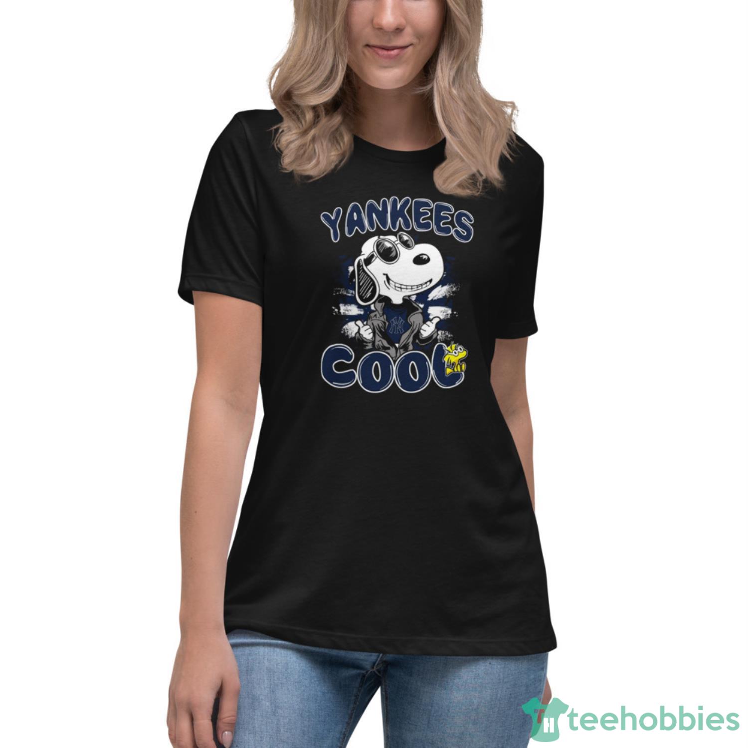 MLB Baseball New York Yankees Cool Snoopy Shirt T Shirt - Womens Relaxed Short Sleeve Jersey Tee