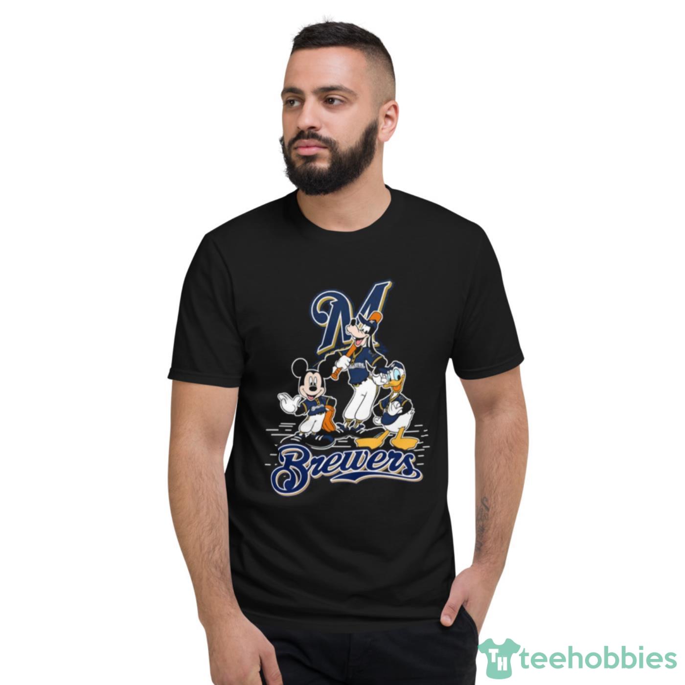 Milwaukee Brewers Mickey Donald And Goofy Baseball Youth Sweatshirt 