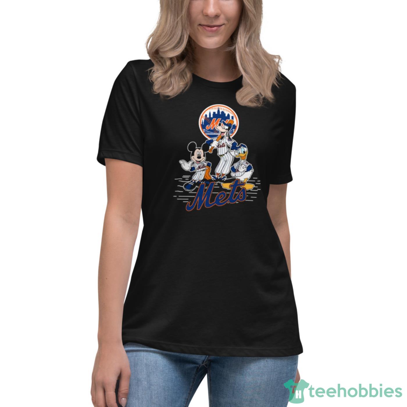 MLB New York Mets Mickey Mouse Donald Duck Goofy Baseball T Shirt T Shirt - Womens Relaxed Short Sleeve Jersey Tee MLB New York Mets Mickey Mouse Donald Duck Goofy Baseball T Shirt T Shirt - Womens Relaxed Short Sleeve Jersey Tee