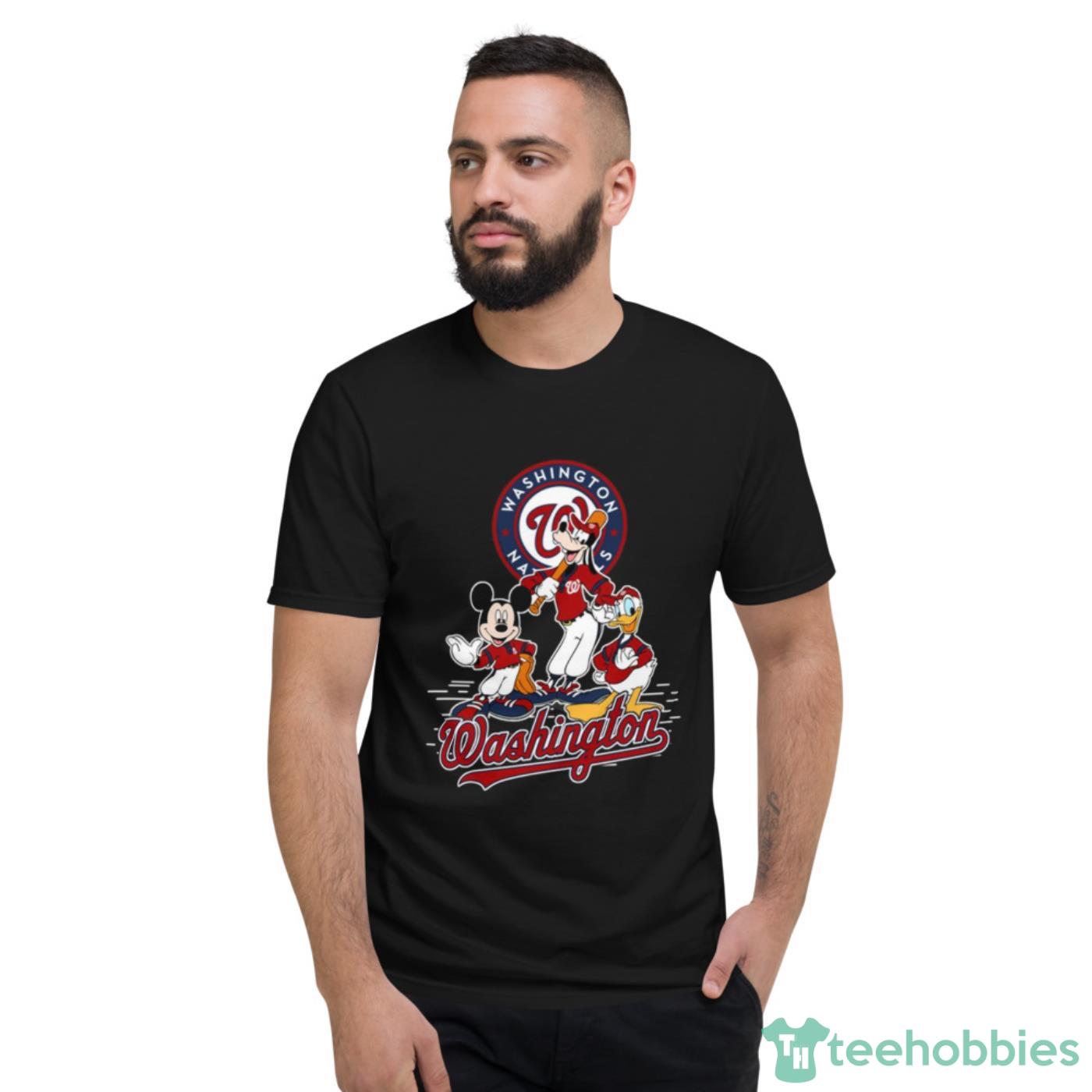 MLB Washington Nationals Mickey Mouse Donald Duck Goofy Baseball T Shirt T Shirt image MLB Washington Nationals Mickey Mouse Donald Duck Goofy Baseball T Shirt T Shirt - Short Sleeve T-Shirt