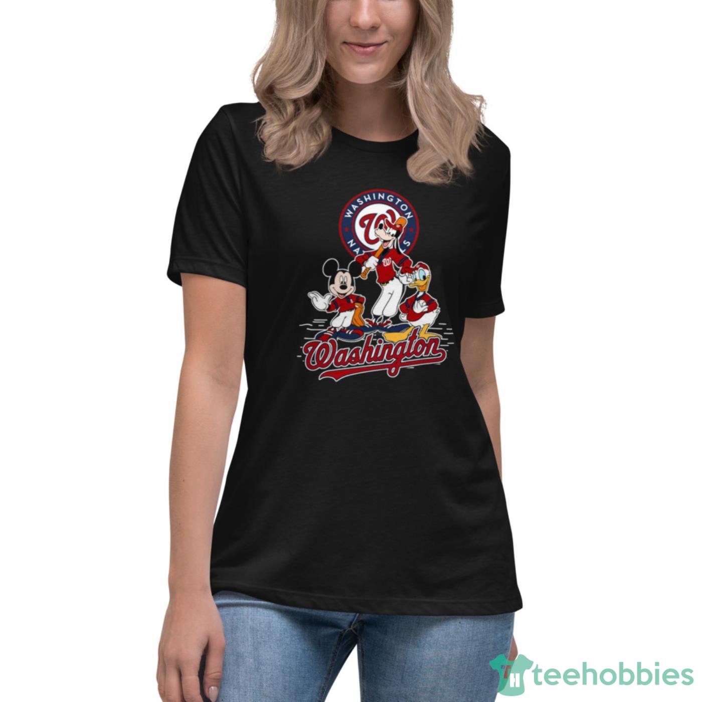 MLB Washington Nationals Mickey Mouse Donald Duck Goofy Baseball T Shirt T Shirt - Womens Relaxed Short Sleeve Jersey Tee MLB Washington Nationals Mickey Mouse Donald Duck Goofy Baseball T Shirt T Shirt - Womens Relaxed Short Sleeve Jersey Tee