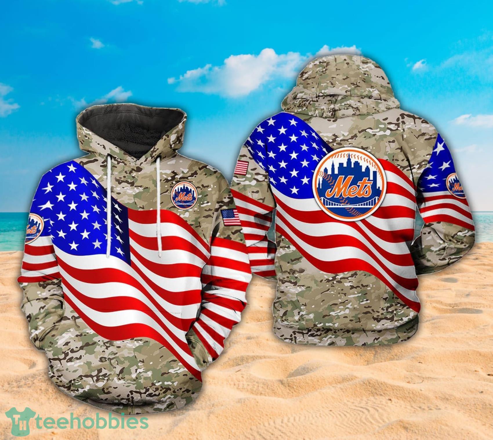 New York Mets MLB America Flag Camo Veteran Pattern Full Print 3D Hoodie