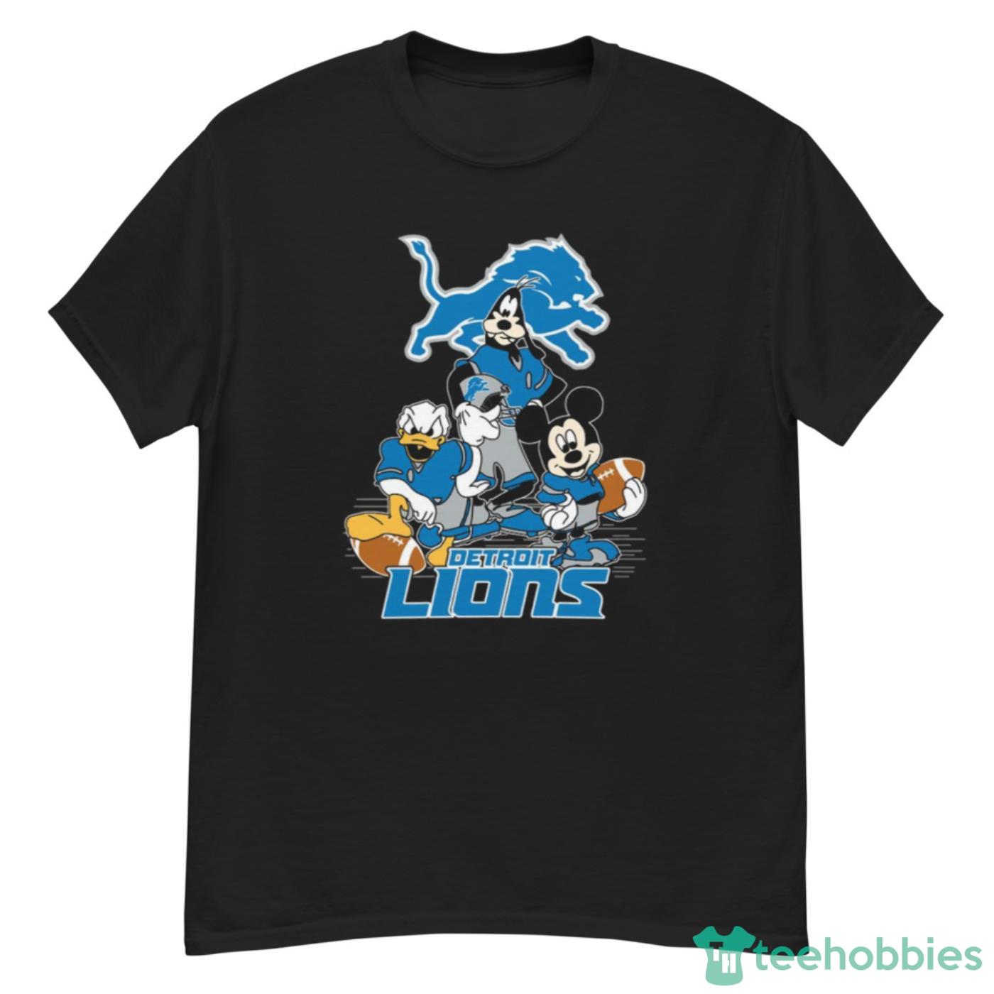 NFL Detroit LIONS T-Shirt Mens Small Black Tee Large Blue Cat Logo