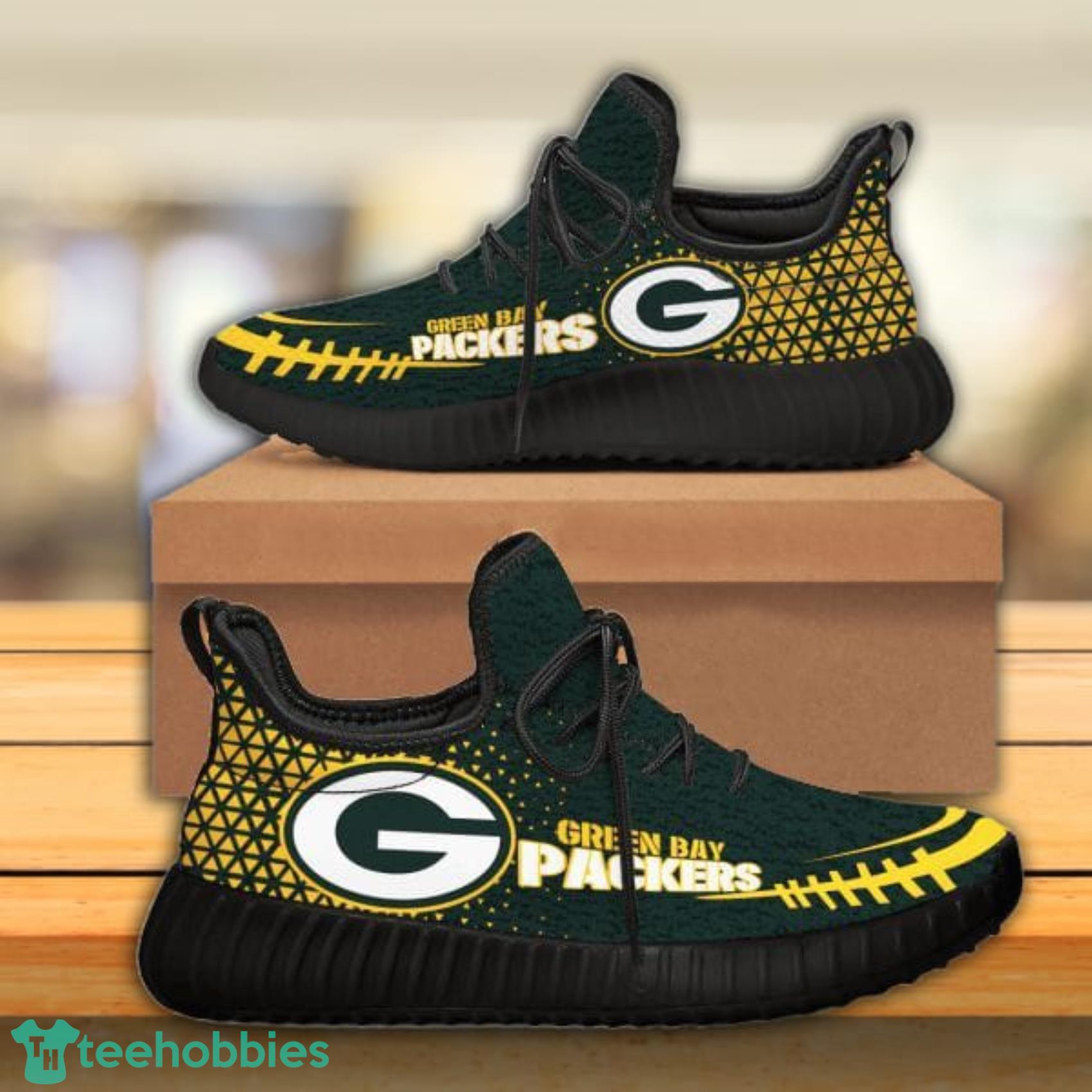 NFL Green Bay Packers Teams Football Black Running Walking Shoes Reze Sneakers Product Photo 1
