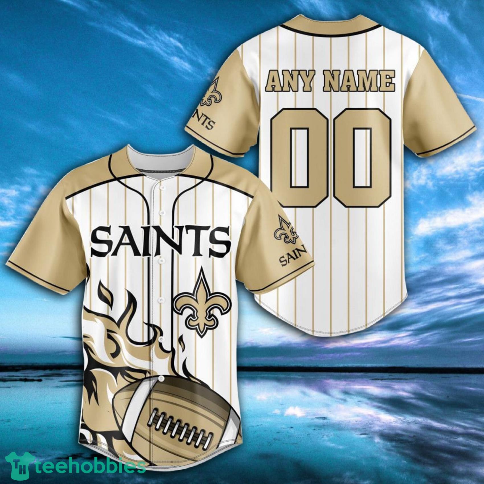 NFL New Orleans Saints Custom Name And Number FireBall Baseball Jersey