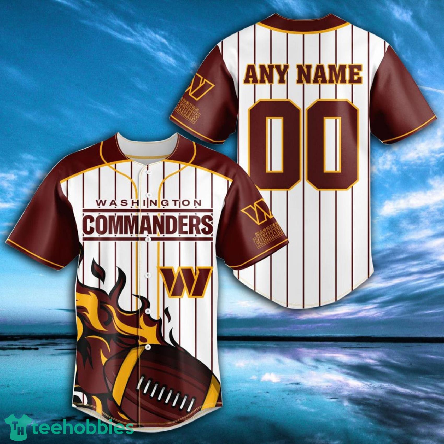 NFL Washington Football Team Custom Name And Number FireBall Baseball Jersey Product Photo 1 NFL Washington Football Team Custom Name And Number FireBall Baseball Jersey Product Photo 1