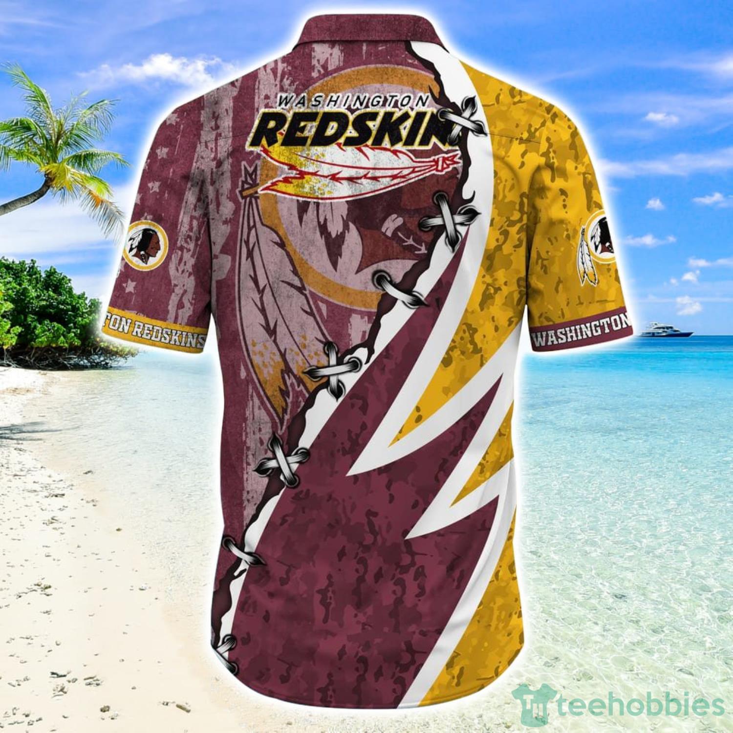 NFL Washington Redskins Camo American Flag Hawaiian Shirt And Short Product Photo 3 NFL Washington Redskins Camo American Flag Hawaiian Shirt And Short Product Photo 3
