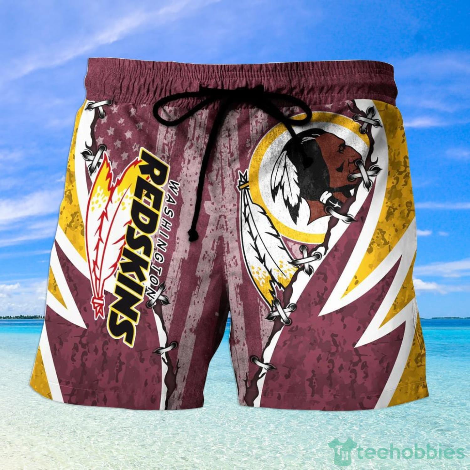 NFL Washington Redskins Camo American Flag Hawaiian Shirt And Short Product Photo 4 NFL Washington Redskins Camo American Flag Hawaiian Shirt And Short Product Photo 4