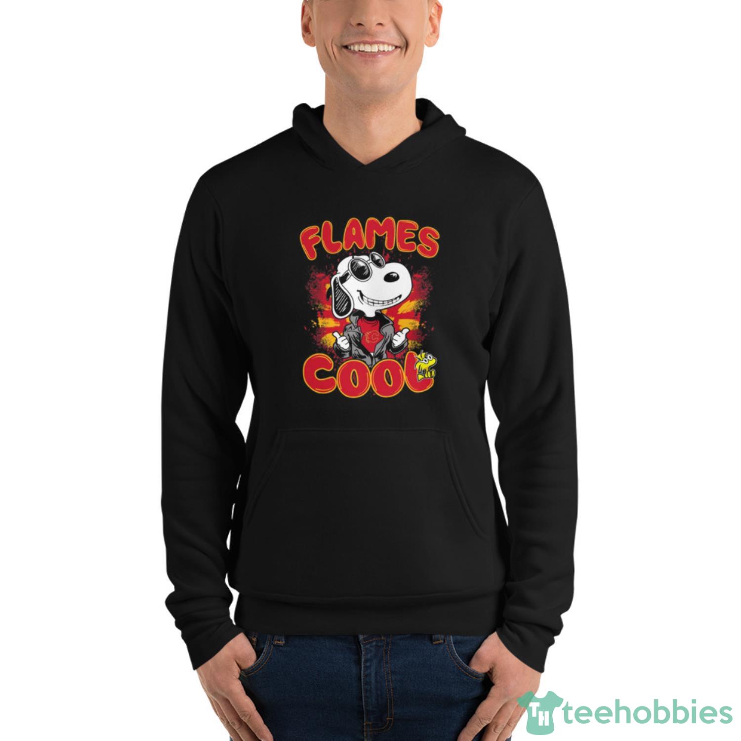 NHL Hockey Calgary Flames Cool Snoopy Shirt T Shirt - Unisex Fleece Pullover Hoodie