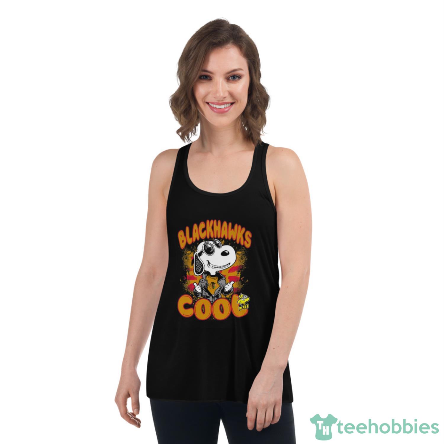 NHL Hockey Chicago Blackhawks Cool Snoopy Shirt T Shirt - Womens Flowy Racerback Tank