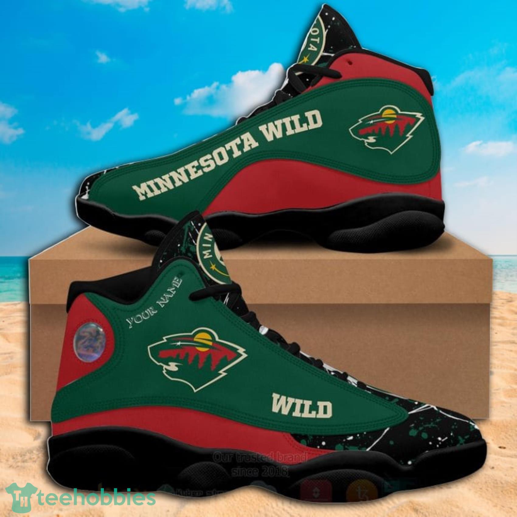 NHL Minnesota Wild Custom Name Paint Stain Air Jordan 13 Shoes image NHL Minnesota Wild Custom Name Paint Stain Air Jordan 13 Shoes Product Photo 3