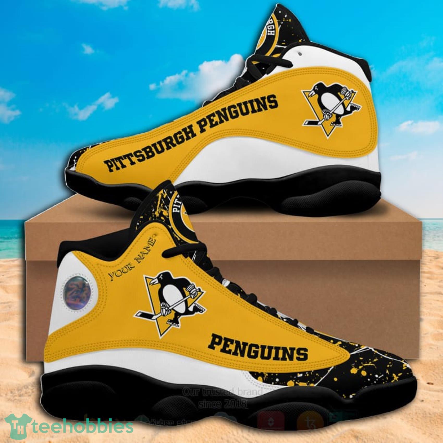 Pittsburgh Penguins Air Jordan 13 Custom Name Personalized Shoes