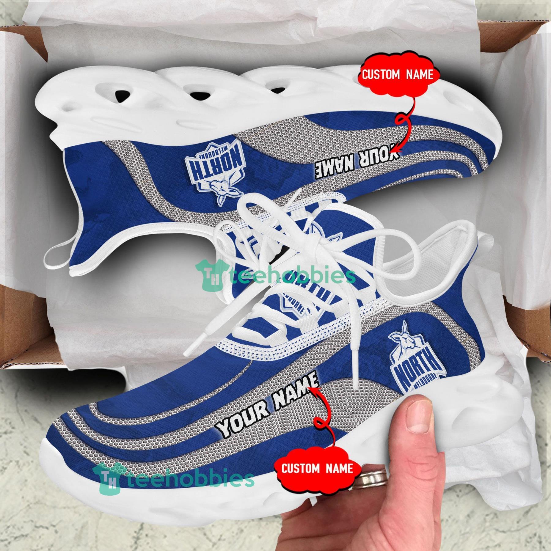 North Melbourne Custom Name Football Club Sneakers Max Soul Shoes For Men And Women Product Photo 2