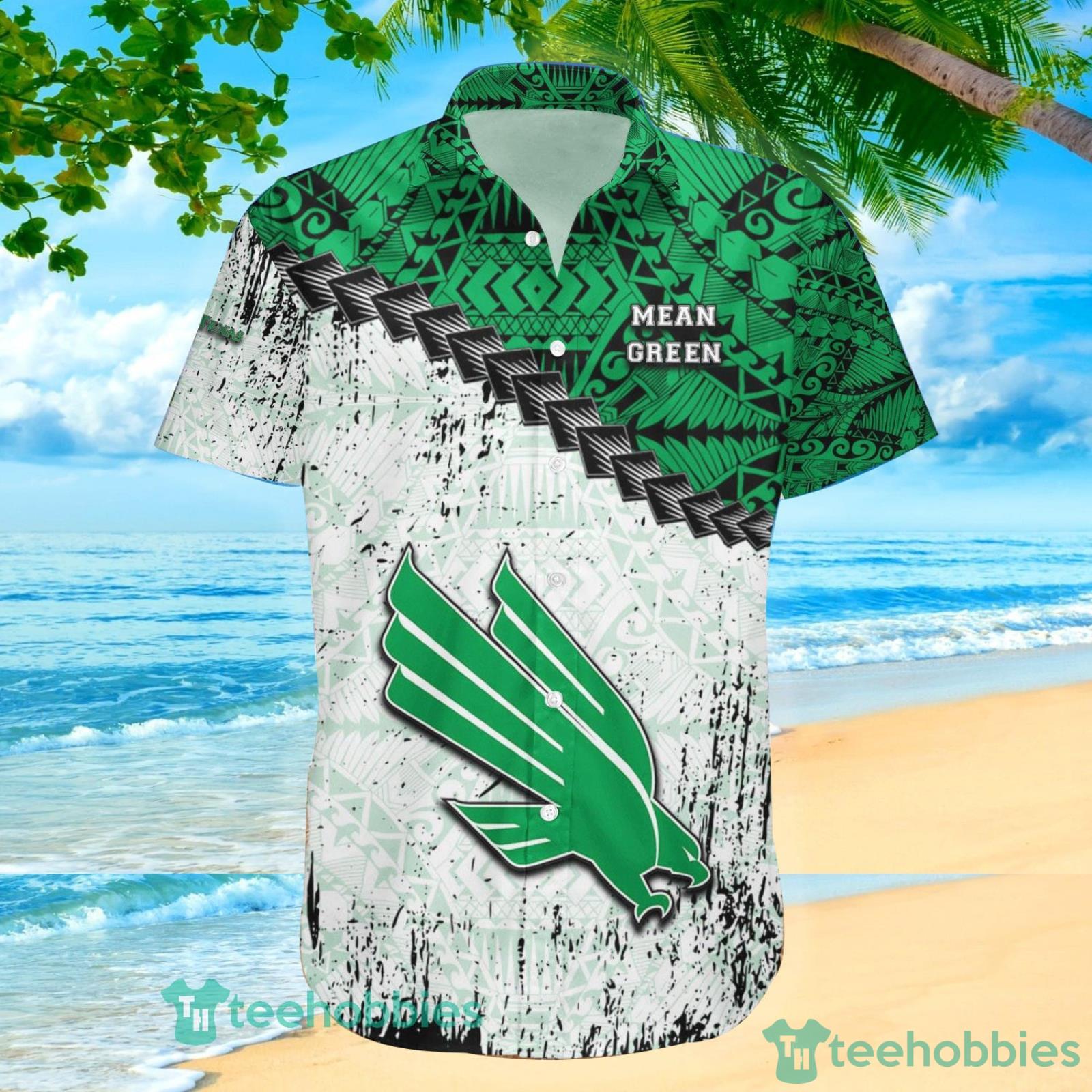 North Texas Mean Green NCAA Grunge Polynesian Tattoo Hawaiian Shirt Suumer Gift For Men And Women Product Photo 2 North Texas Mean Green NCAA Grunge Polynesian Tattoo Hawaiian Shirt Suumer Gift For Men And Women Product Photo 2