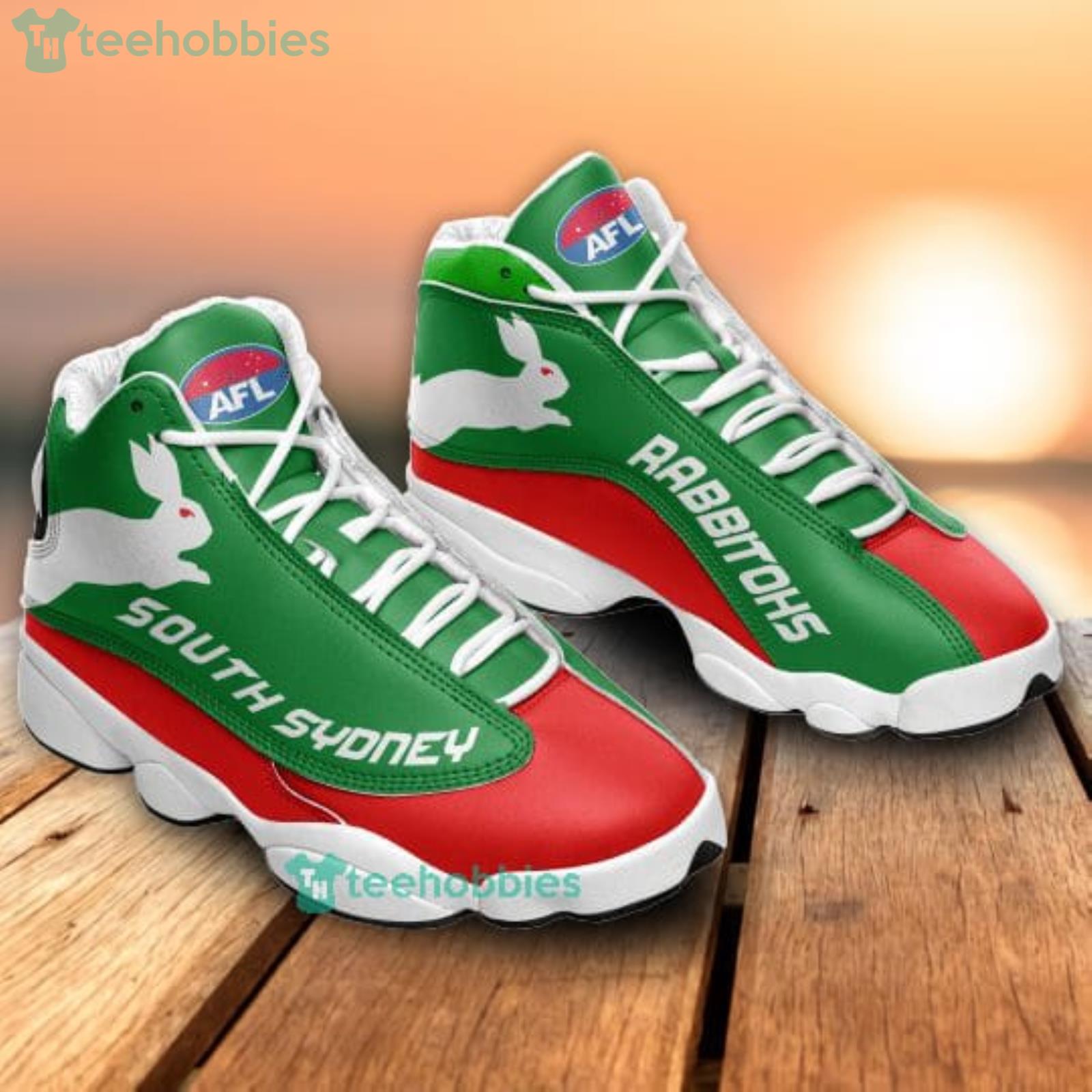 NRL South Sydney Rabbitohs Green Red Air Jordan 13 Shoes Running Sneaker For Fans