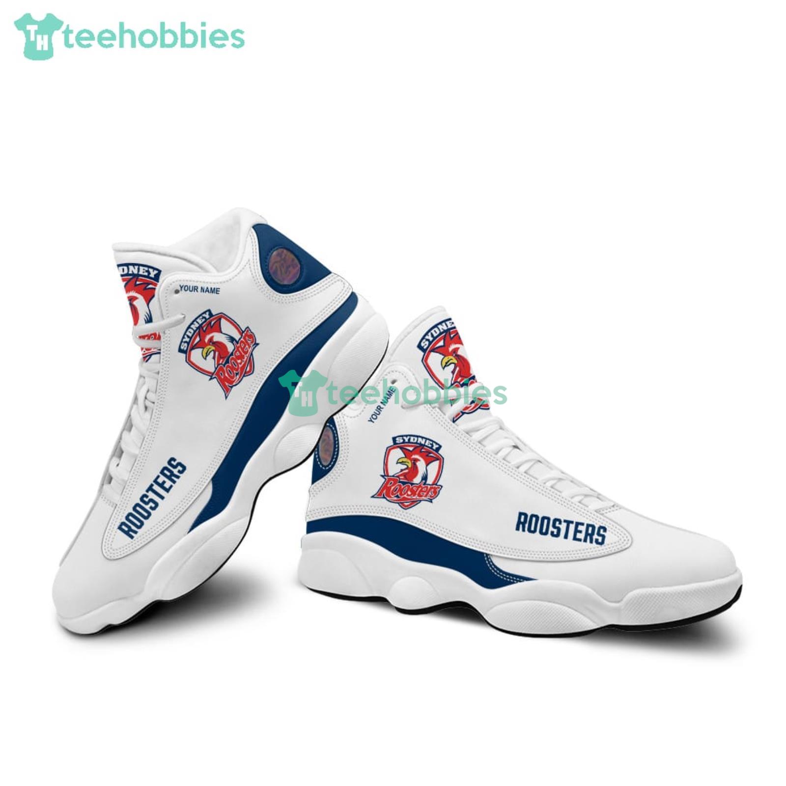 NRL Sydney Roosters Custom Name White Air Jordan 13 Sneaker Shoes For Fans image NRL Sydney Roosters Custom Name White Air Jordan 13 Sneaker Shoes For Fans Product Photo 3
