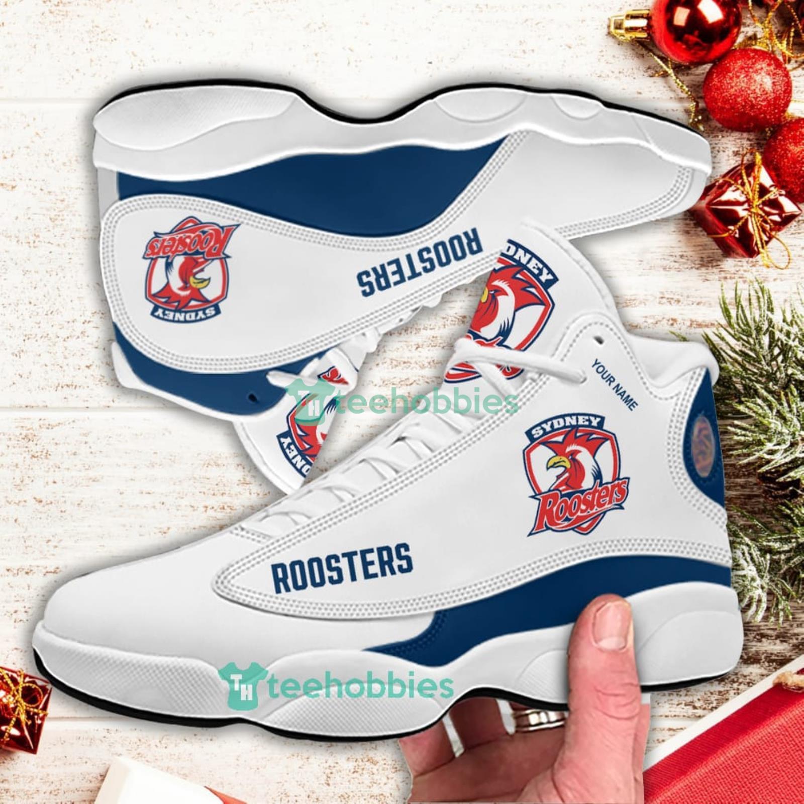 NRL Sydney Roosters Custom Name White Air Jordan 13 Sneaker Shoes For Fans Product Photo 4 NRL Sydney Roosters Custom Name White Air Jordan 13 Sneaker Shoes For Fans Product Photo 4