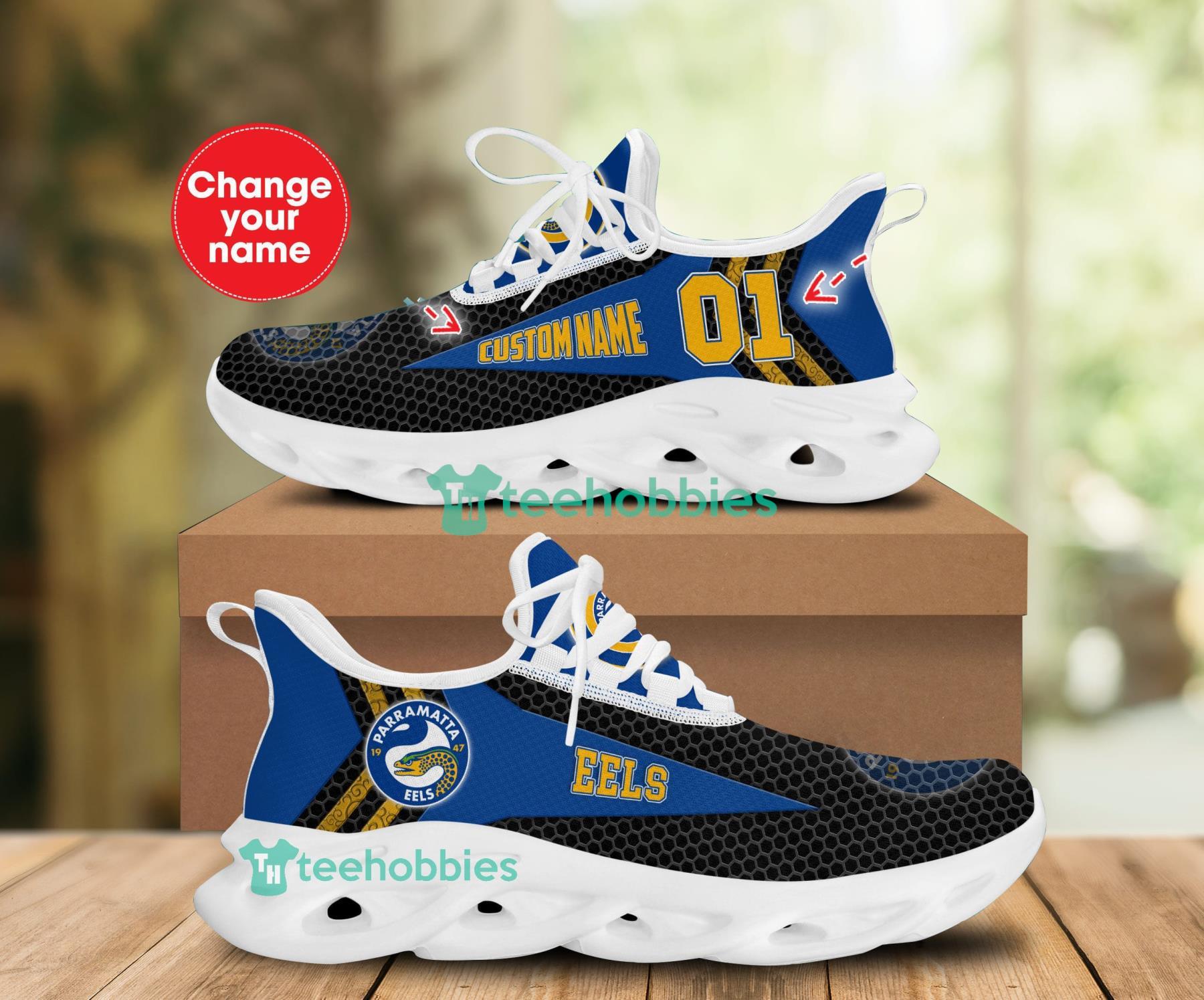 Personalized Name And Number Parramatta Eels Sneakers Max Soul Shoes For Men And Women Afl Sneakers Product Photo 1