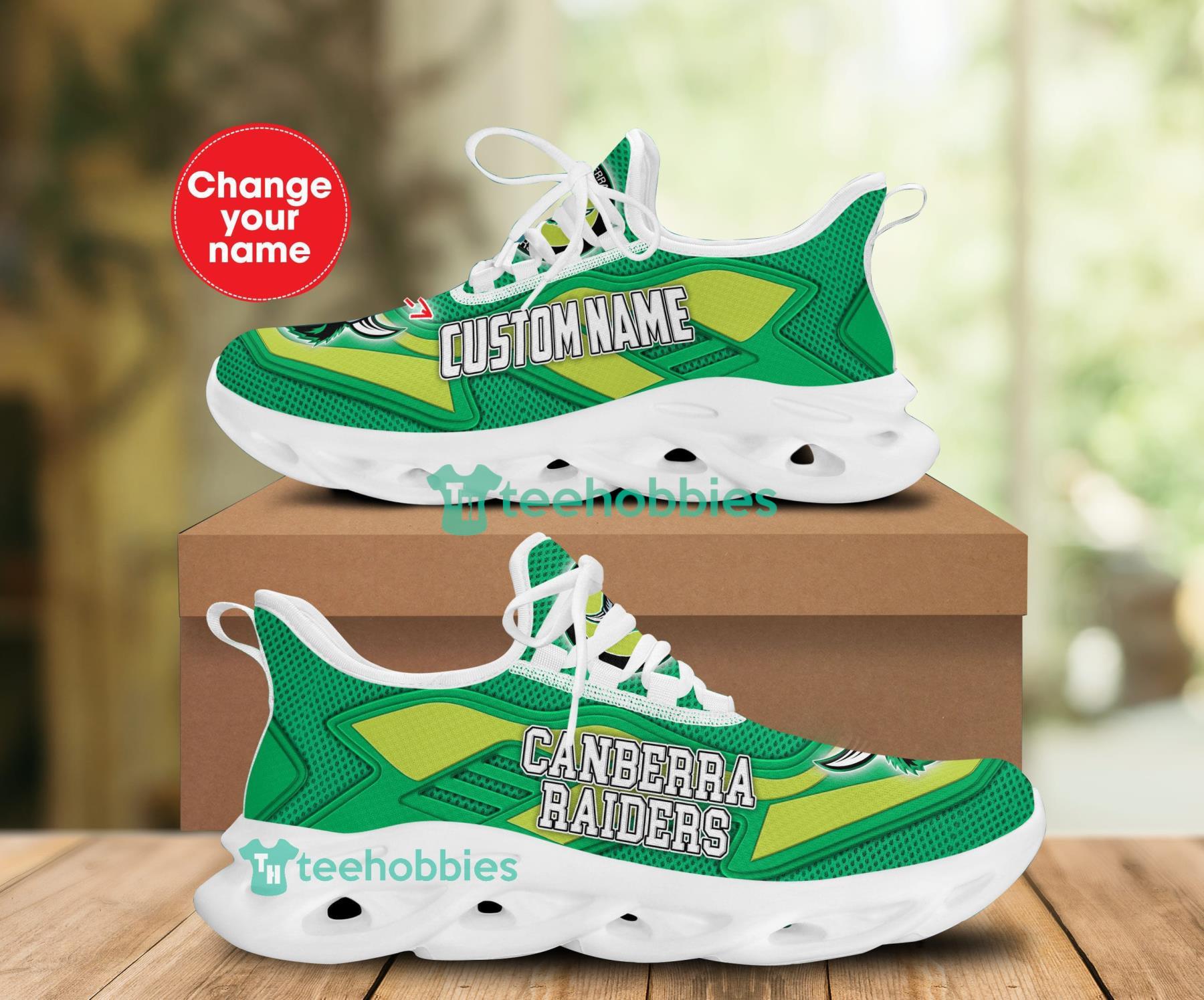 Personalized Name Canberra Raiders Sneakers Green Max Soul Shoes Product Photo 1