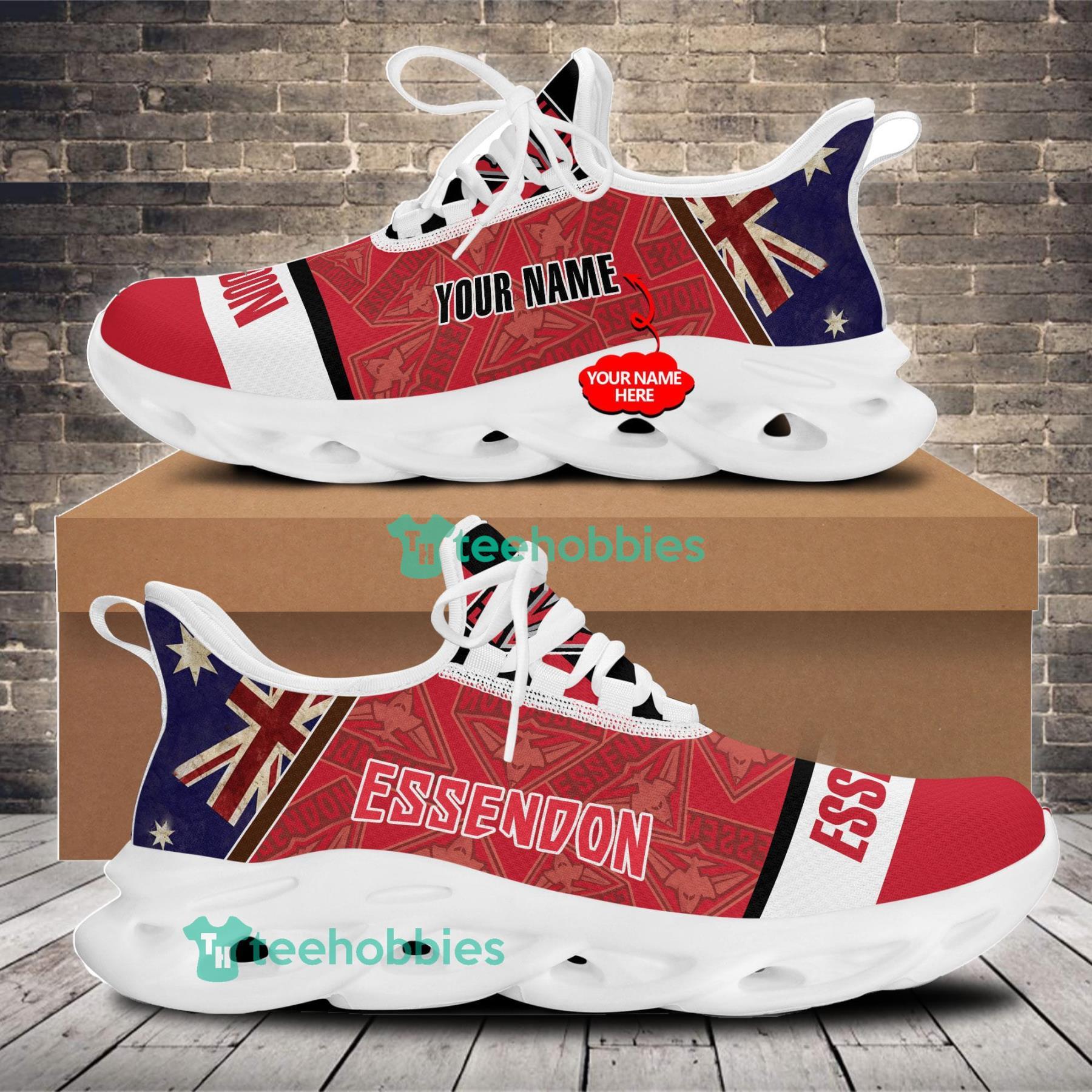 Personalized Name Essendon Flag Football Club Sneakers Max Soul Shoes For Men And Women Afl Sneakers Product Photo 1
