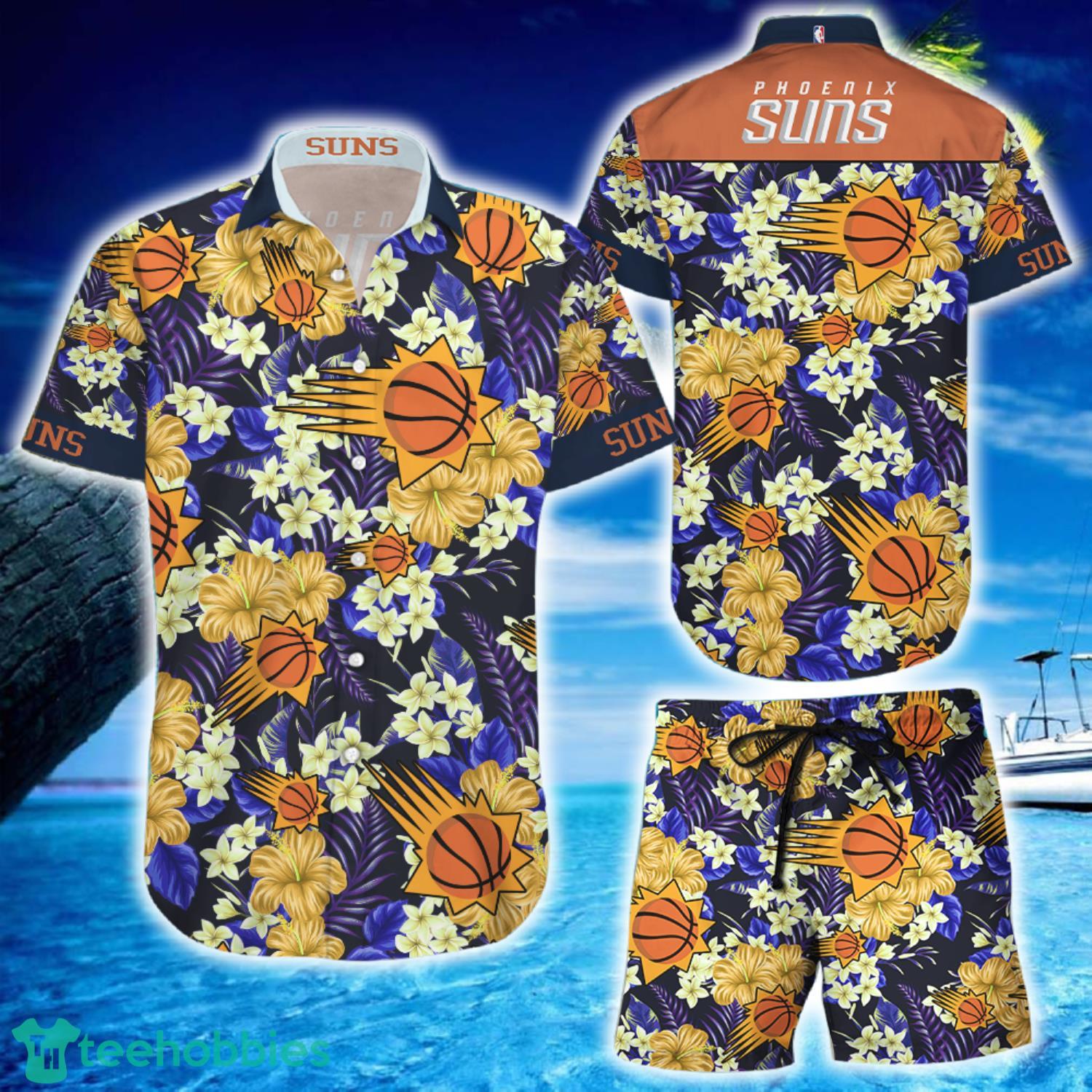 Phoenix Suns Flowers Pattern Hawaiian Shirt And Short Product Photo 1 Phoenix Suns Flowers Pattern Hawaiian Shirt And Short Product Photo 1
