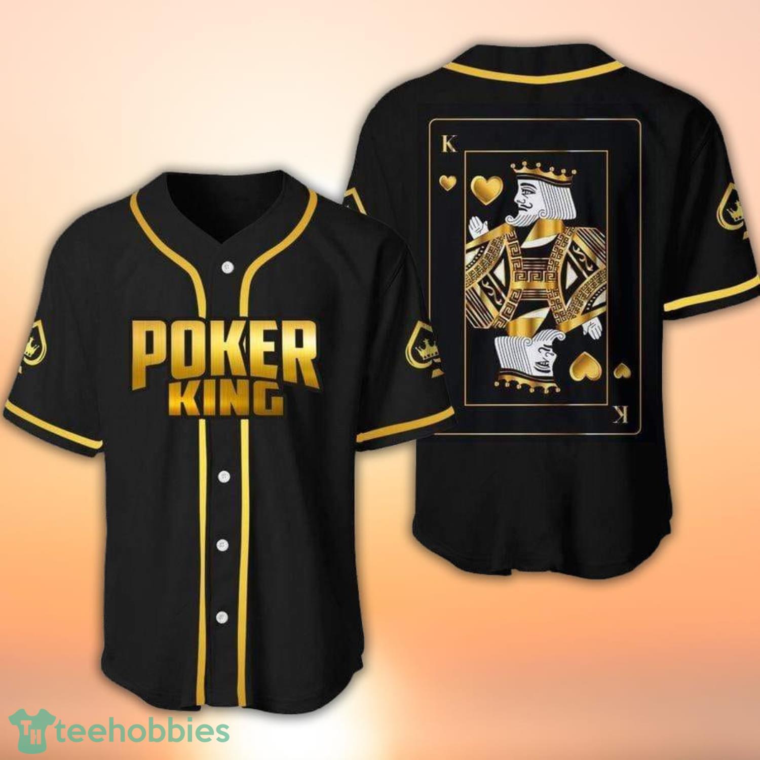 Poker King Black Baseball Jersey Shirt Product Photo 1