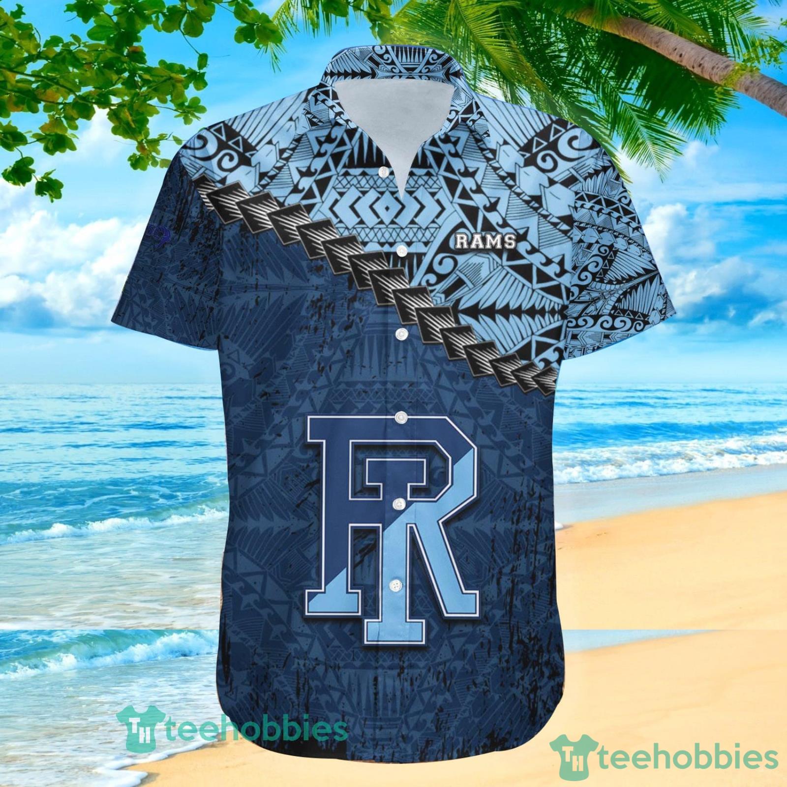 Rhode Island Rams NCAA Grunge Polynesian Tattoo Hawaiian Shirt Suumer Gift  For Men And Women