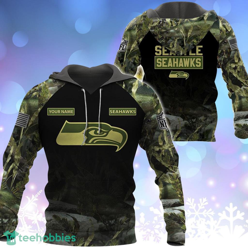 Seattle Seahawks NFL Personalized Your Name Fishing Camo Hoodie 3D All Over  Print