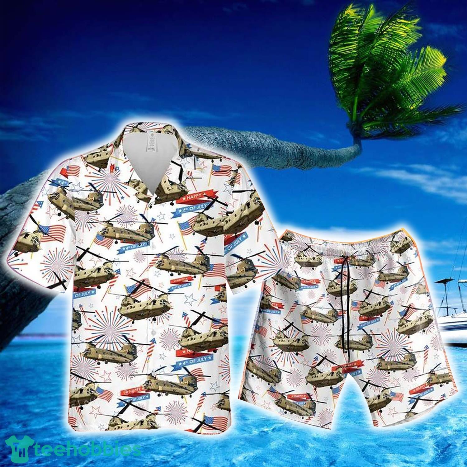 Us Army Boeing Ch 47 Chinook 4th Of July Short Sleeve Hawaiian Shirt And Short Product Photo 1