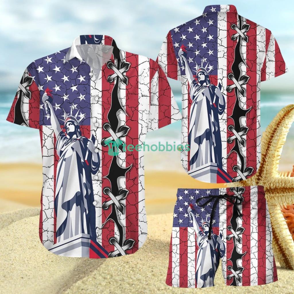 USA Flag American Statue Of Liberty 4th Of July Hawaii Shirt And Short - USA Flag Shirt Mens- American Statue Of Liberty 4th Of July Hawaii Shirt - Patriotic Gifts For Dad_8692