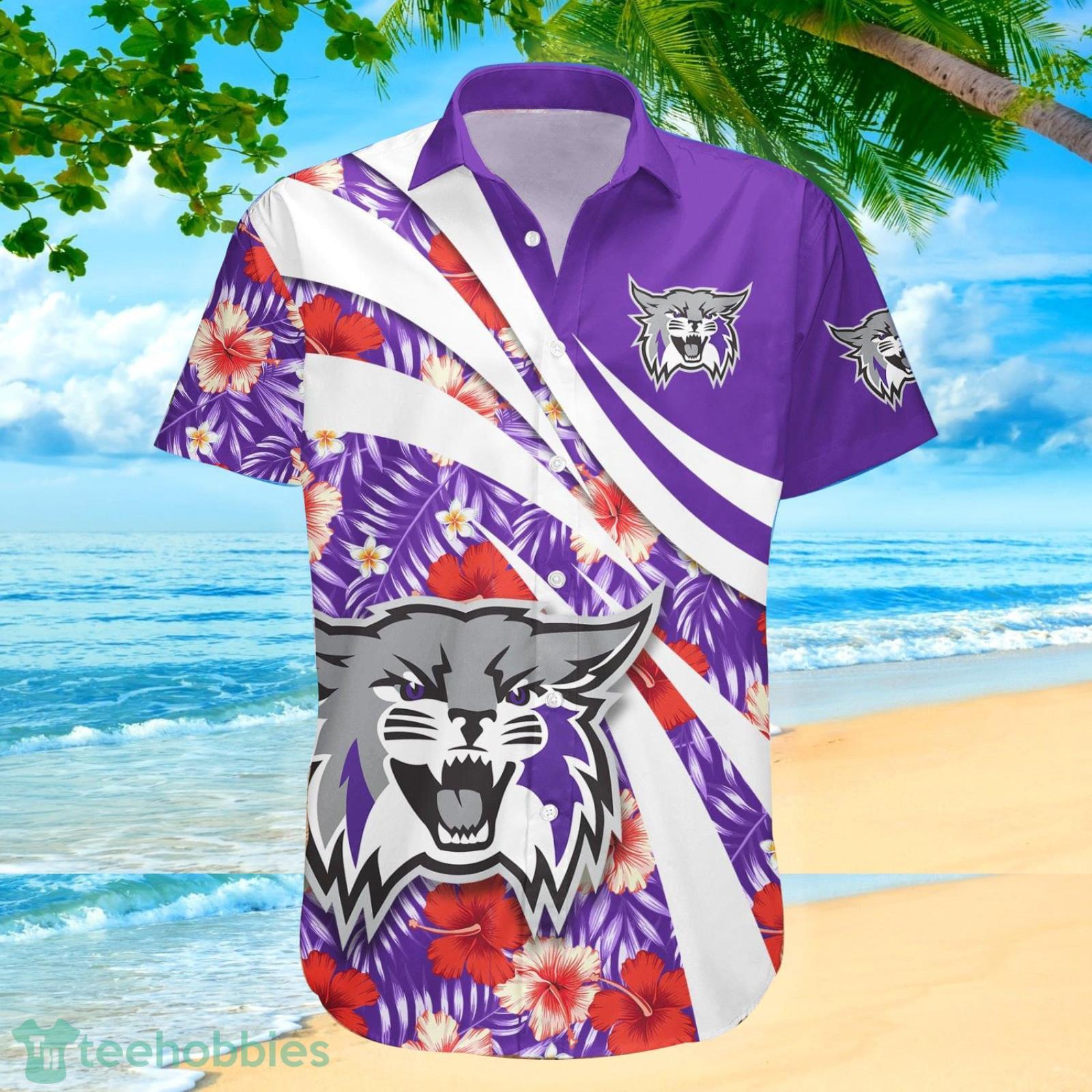Weber State Wildcats NCAA Hibiscus Tropical Flower Hawaiian Shirt image Weber State Wildcats NCAA Hibiscus Tropical Flower Hawaiian Shirt Product Photo 2