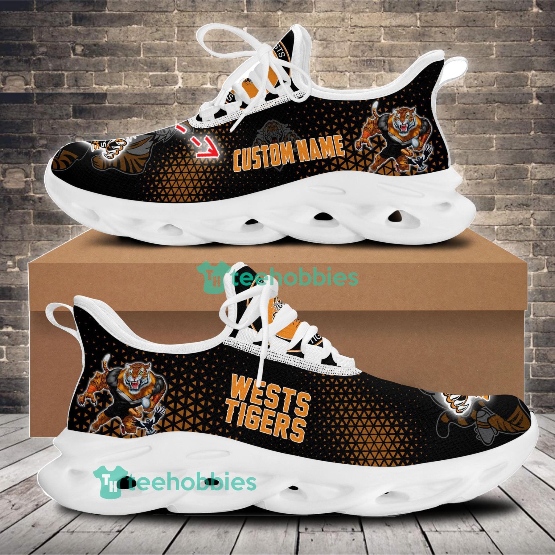 Wests Tigers Mascot Custom Name Sneakers Max Soul Shoes For Men And Women Nrl Sneakers Product Photo 1