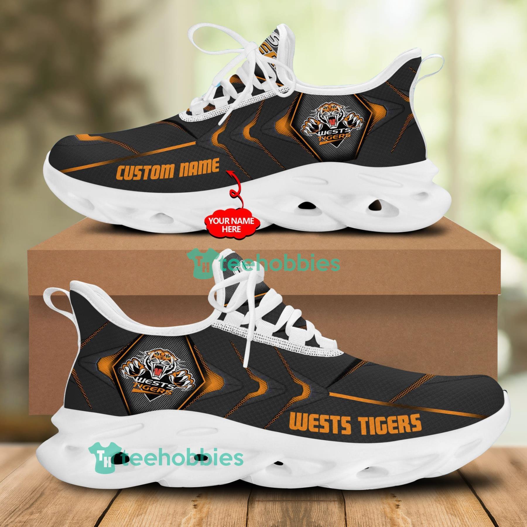 Wests Tigers NRL Custom Name Sneakers Max Soul Shoes For Men And Women Product Photo 1
