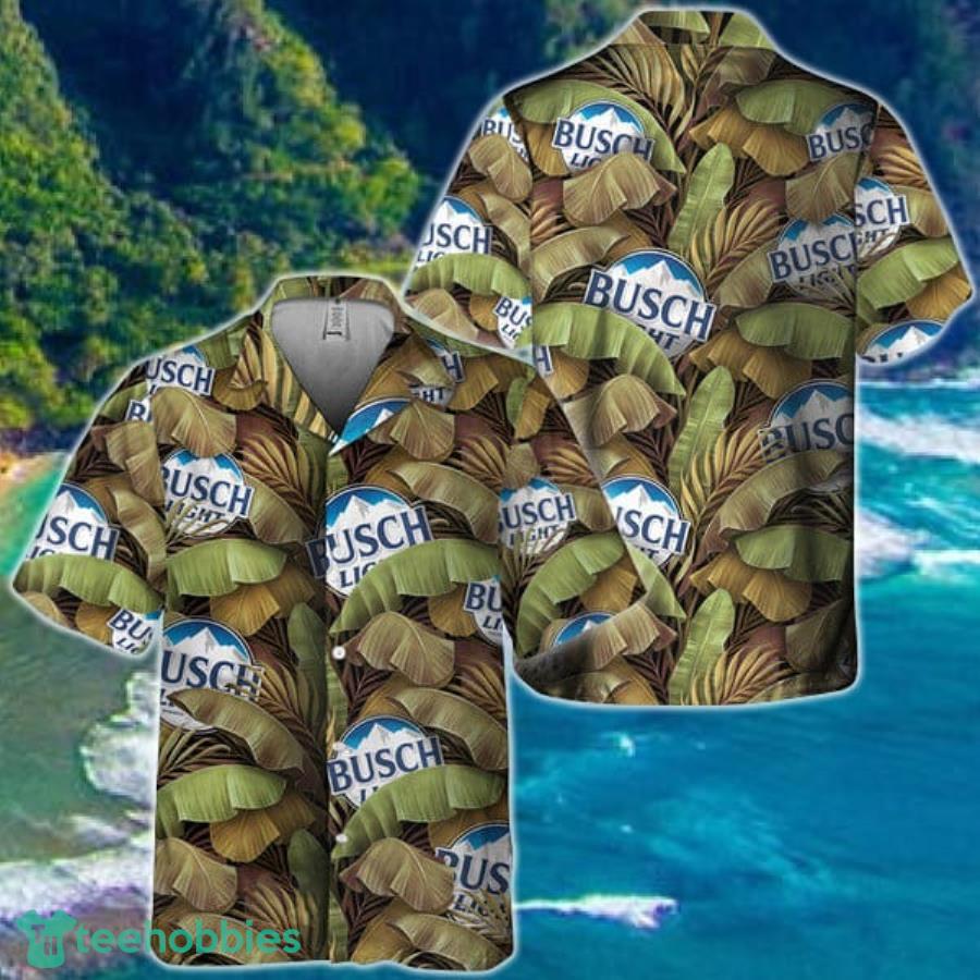 Abstract Banana Leaves Busch Light Hawaiian Shirt Product Photo 1