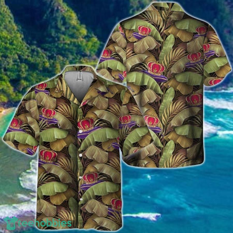 Abstract Banana Leaves Crown Royal Hawaiian Shirt Product Photo 1