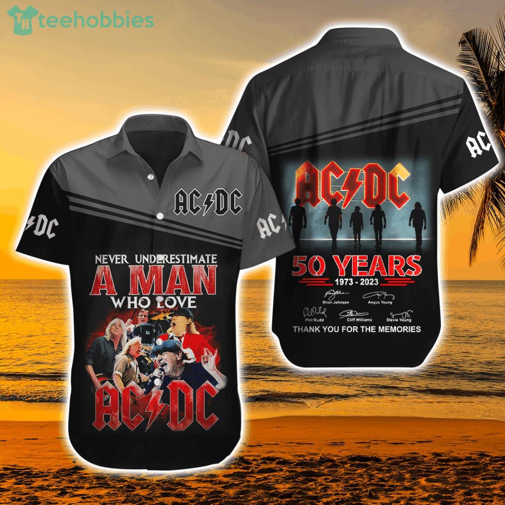 ACDC Band Rock Music Never Underestimate Hawaiian Shirt - ACDC Band Hawaiian Shirt Rock Music Short Sleeve Dress Shirt Vintage Rock DTCRAWL 23893