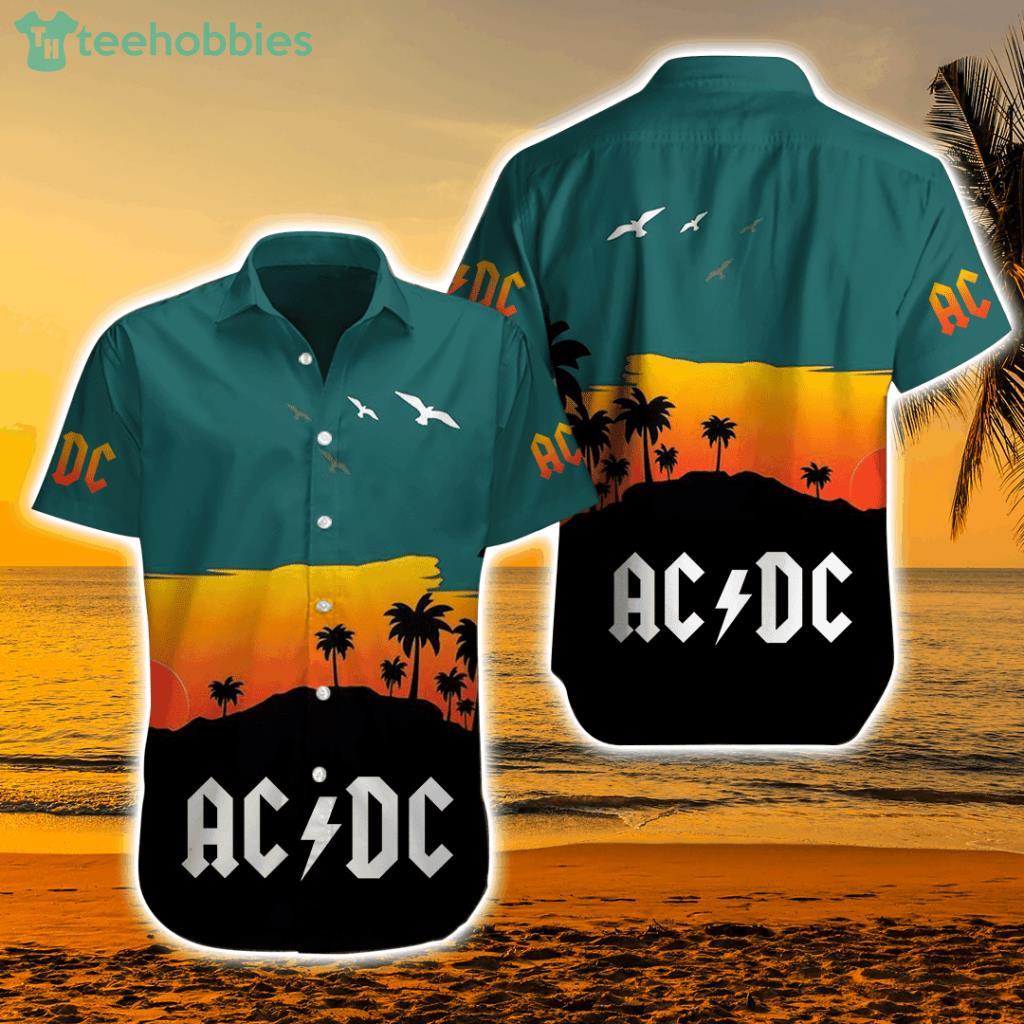 ACDC Band Tropical Aloha Hawaiian Shirt - ACDC Band Hawaiian Shirt Rock Music Short Sleeve Dress Shirt Vintage Rock