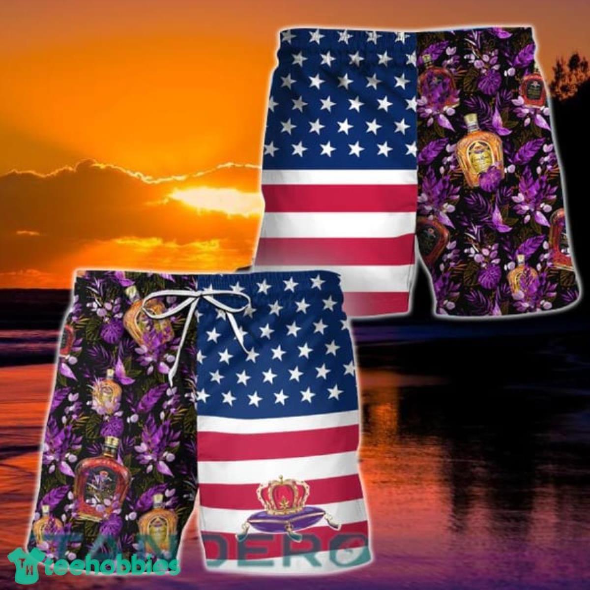 American Flag Flower Crown Royal Hawaiian Shorts Product Photo 1