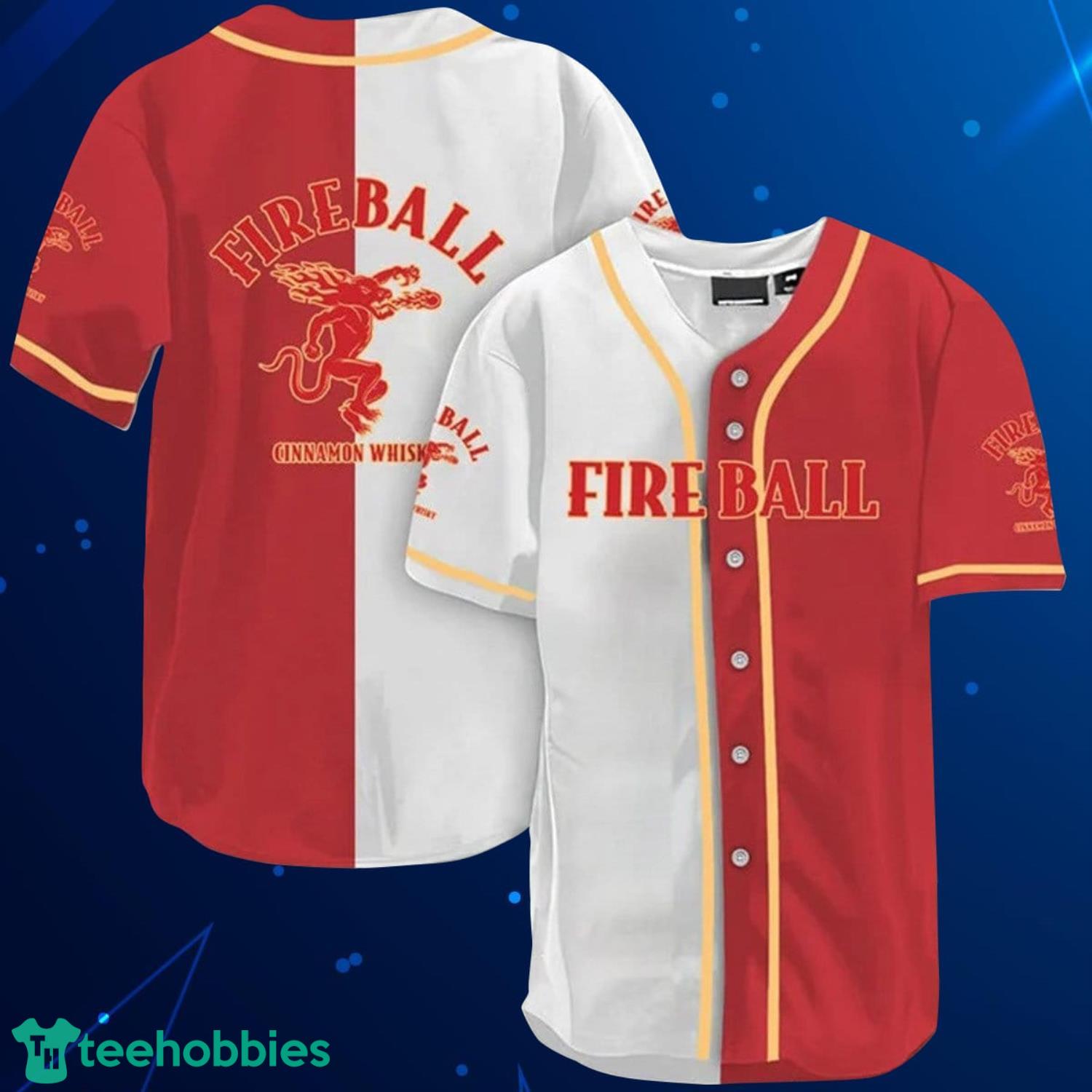 And Red Split Fireball Whisky Baseball Jersey Shirt Product Photo 1