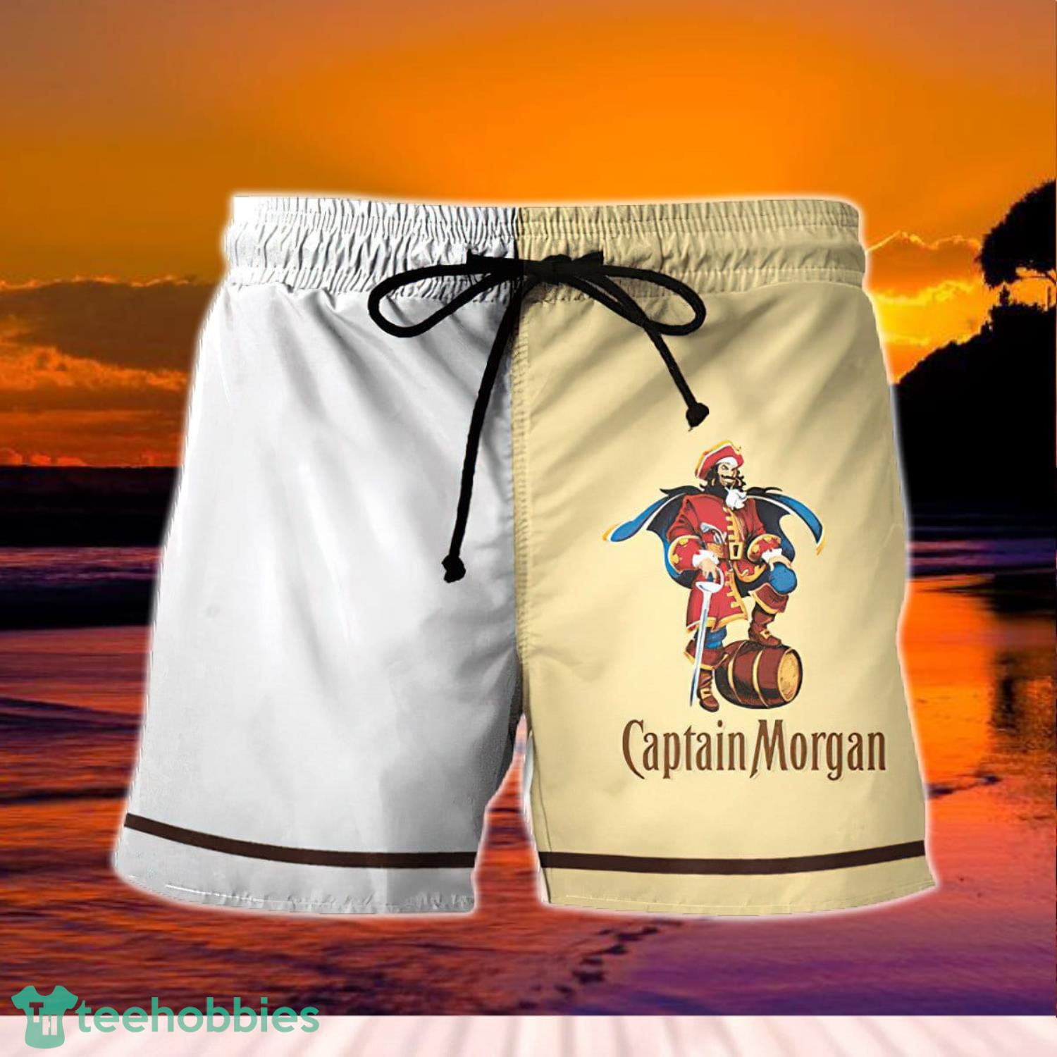 Basic Printed White Captain Morgan Shorts Product Photo 1