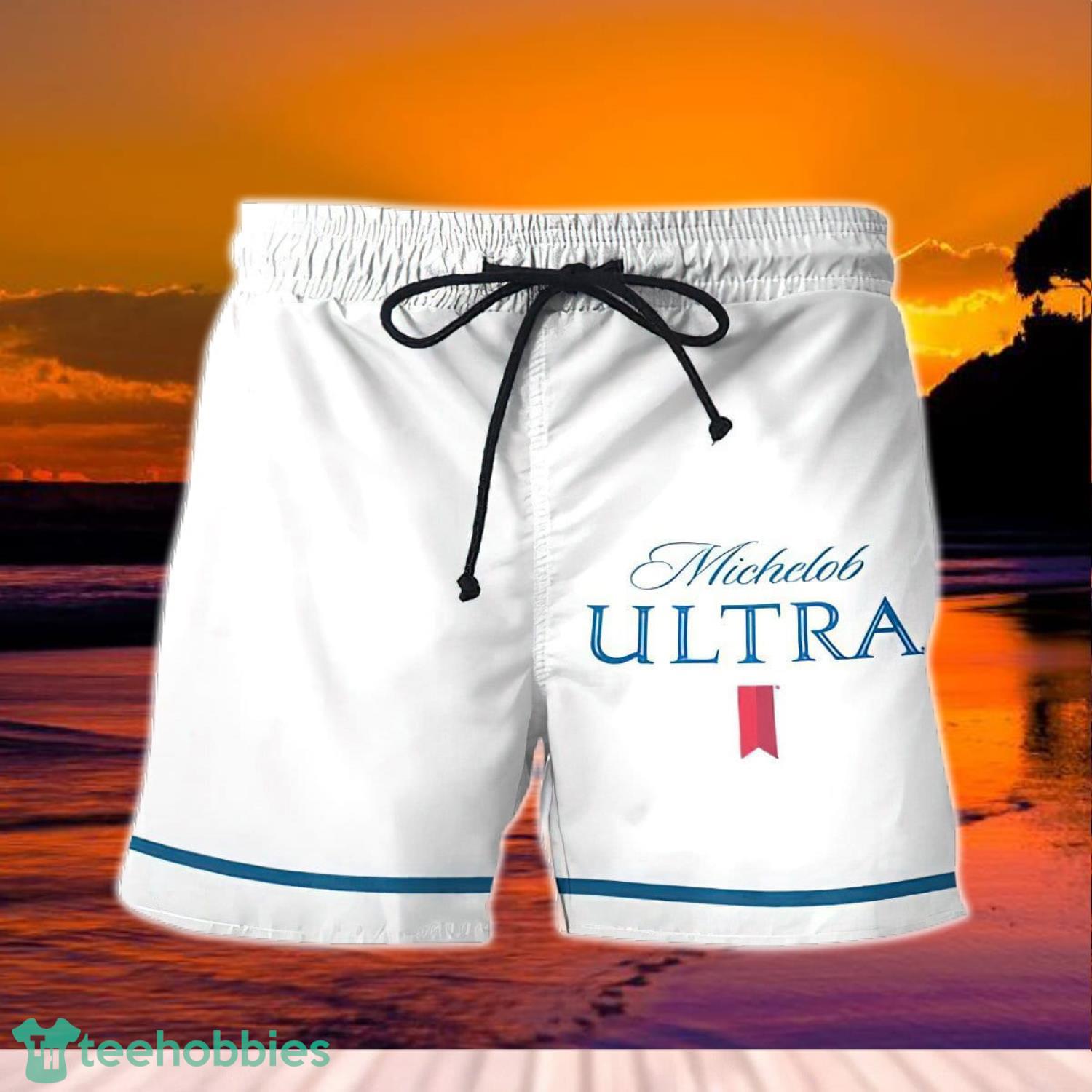 Basic Printed White Michelob Ultra Shorts Product Photo 1