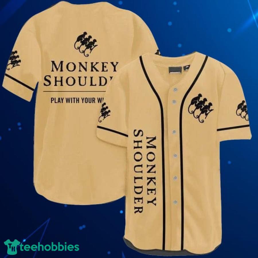 Beige Monkey Shoulder Whiskey Baseball Jersey Shirt Product Photo 1