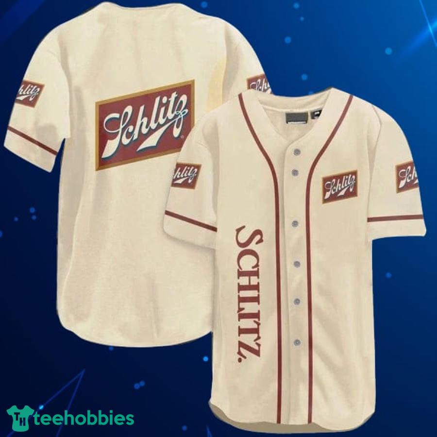 Beige Schlitz Beer Baseball Jersey Shirt Product Photo 1