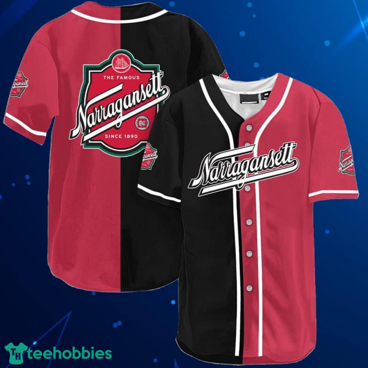 Black And Maroon Split Narragansett Beer Baseball Jersey Shirt Product Photo 1
