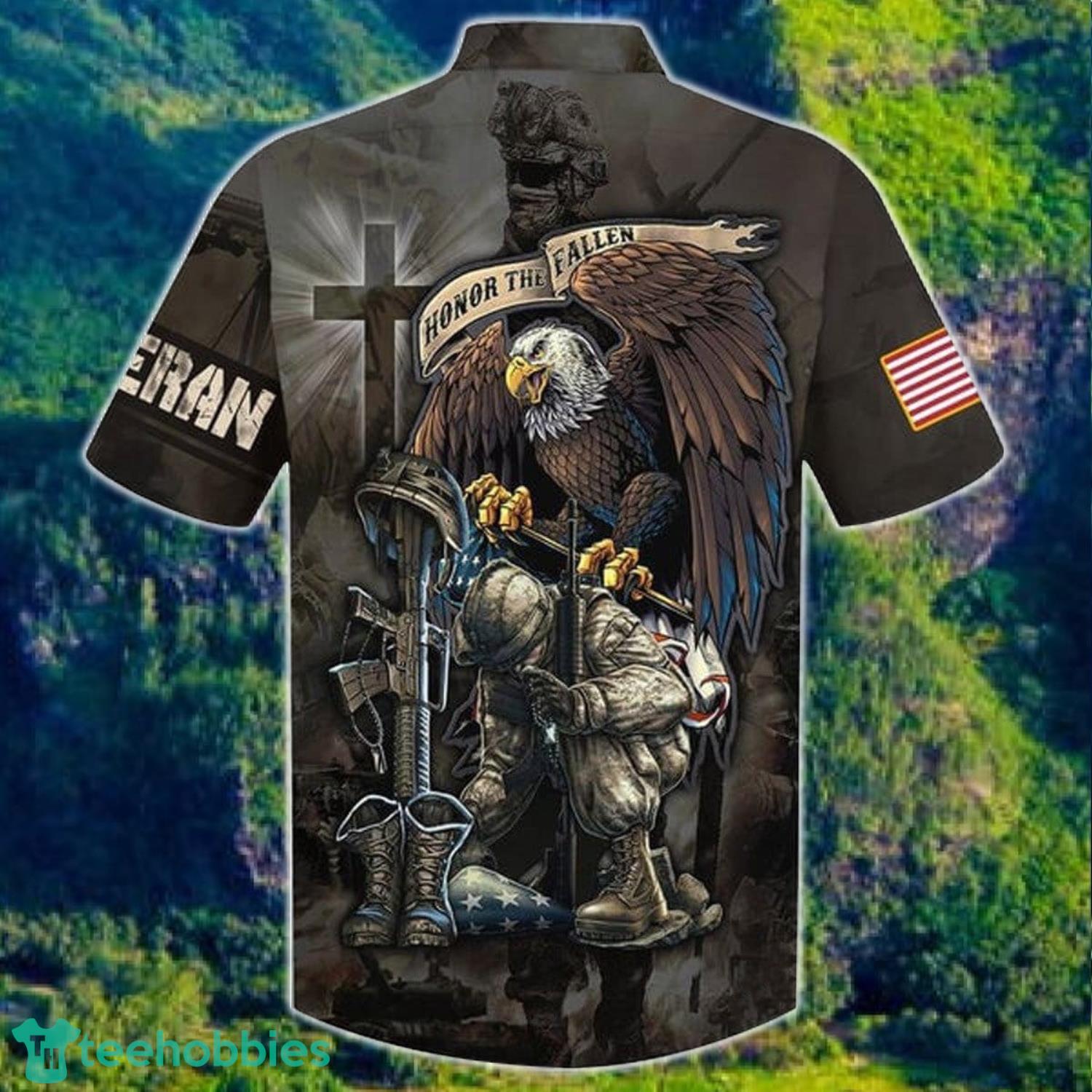 Black Soldier Cross Honor The Fallen Veteran Hawaii Shirt Product Photo 1