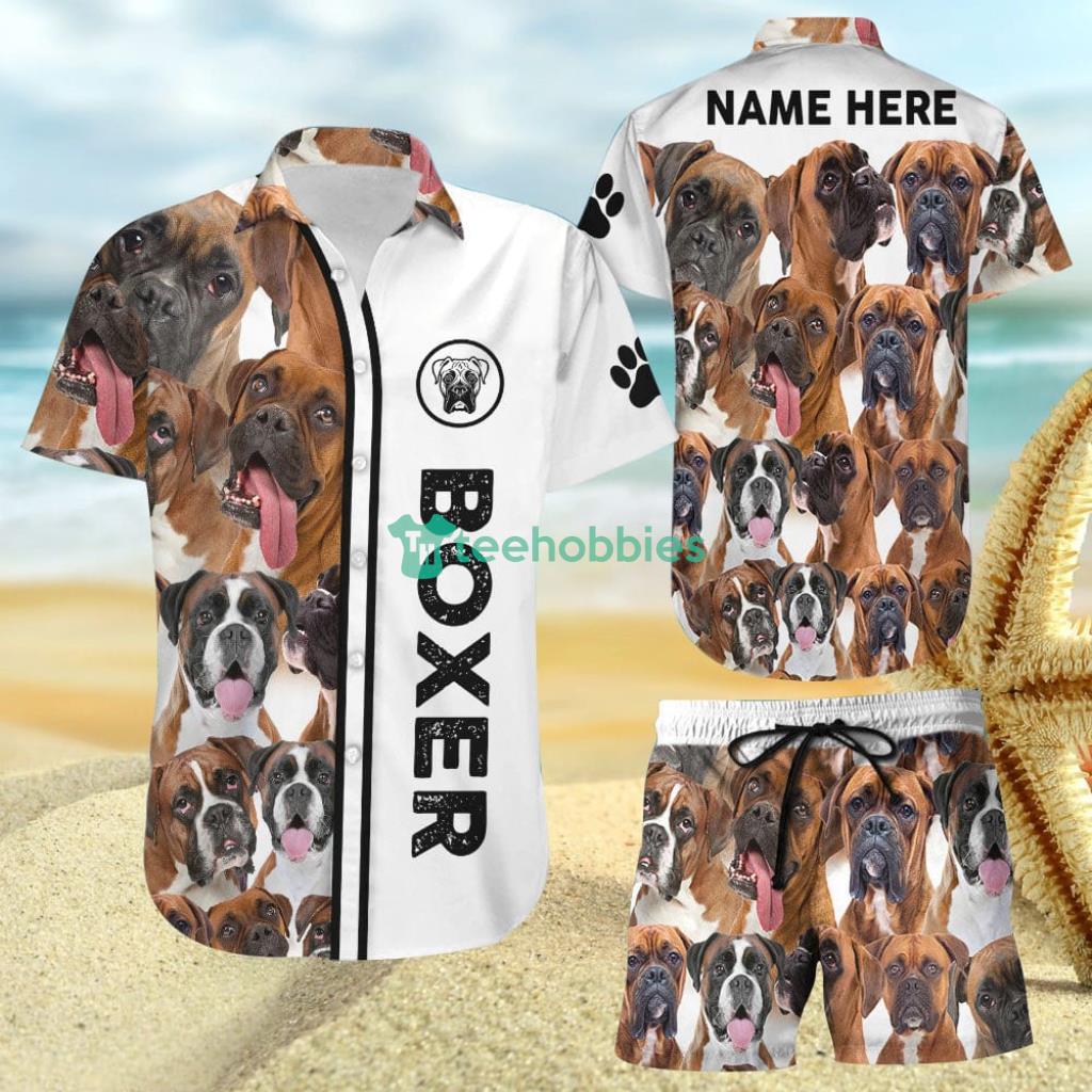 Boxer Dog Personalize Boxer Dog Faces Hawaiian Shirt And Short - Boxer Dog Themed - Boxer Dog Personalize Boxer Dog Faces Hawaiian Shirt And Short - Boxer Dog Themed