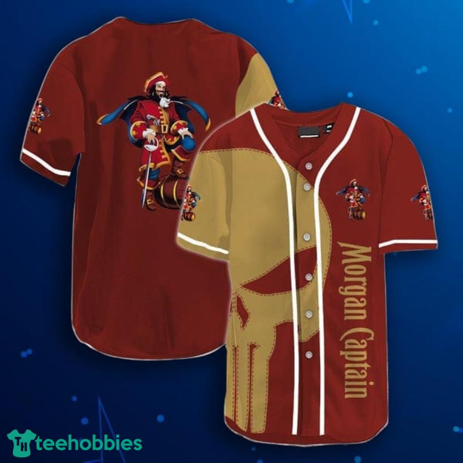 Brown Skull Captain Morgan Baseball Jersey Shirt Product Photo 1