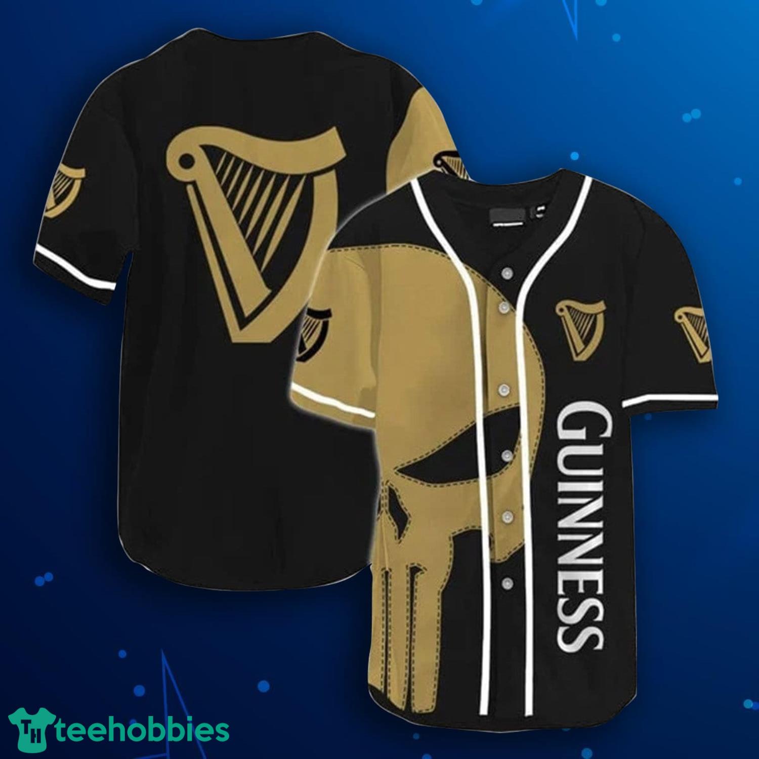 Brown Skull Guinness Baseball Jersey Shirt Product Photo 1