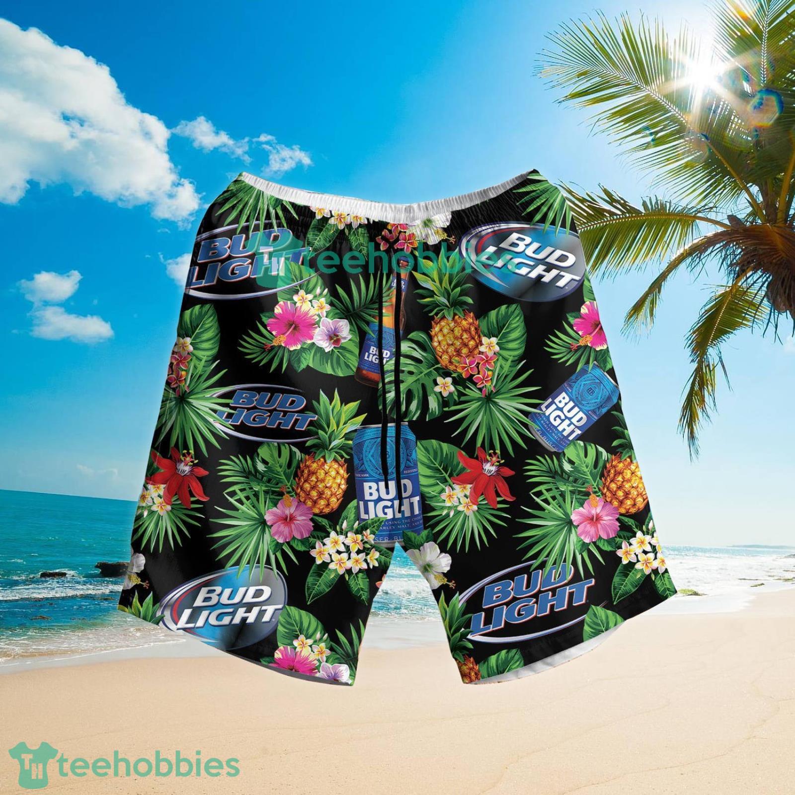 Bud Light Pineapple Tropical Aloha Summer Set Green Hawaiian Shirt And Shorts image Bud Light Pineapple Tropical Aloha Summer Set Green Hawaiian Shirt And Shorts Product Photo 2
