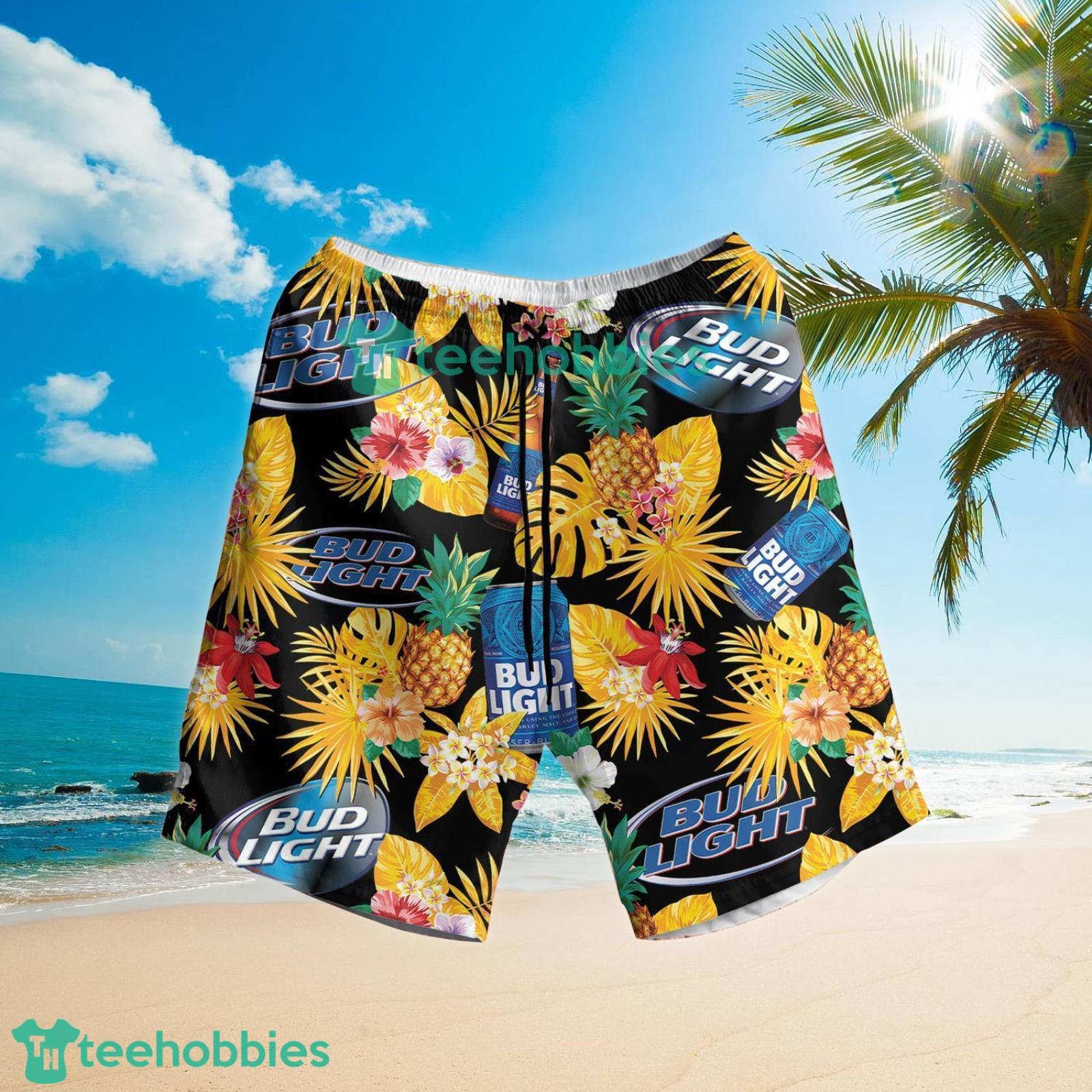 Bud Light Pineapple Tropical Aloha Summer Set Yellow Hawaiian Shirt And Shorts image Bud Light Pineapple Tropical Aloha Summer Set Yellow Hawaiian Shirt And Shorts Product Photo 2